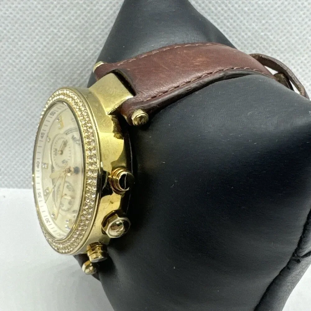 Michael Kors MK2249 Women's Brown Leather Gold Analog Dial Quartz Watch JNA626